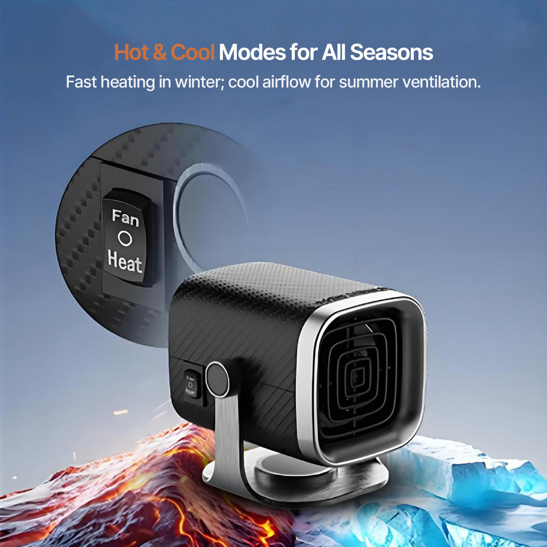 Portable 12V/24V Car Heater with 360° Swivel for Fast Defrost