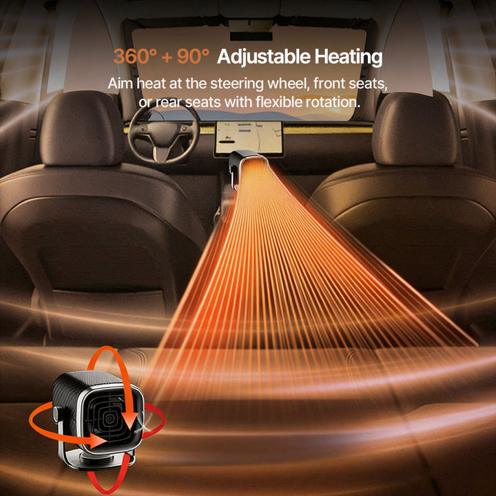 Portable 12V/24V Car Heater with 360° Swivel for Fast Defrost