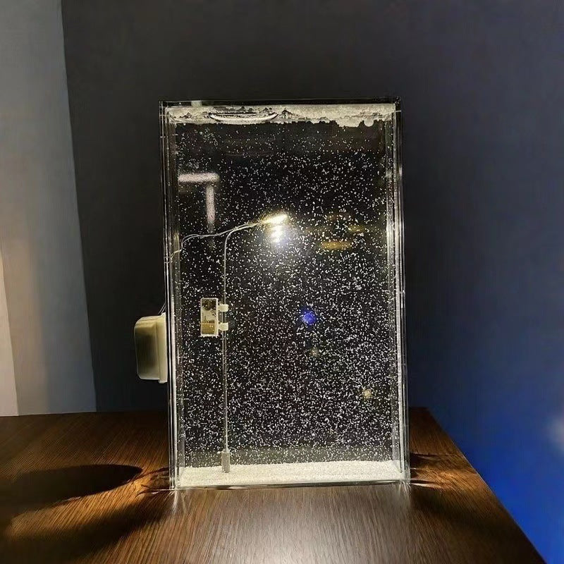Snowy Street Lamp Night Light – Glowing Winter Scene Diorama