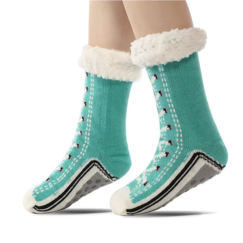 Ultra-Warm Thick Jacquard House Socks with Non-Slip Sole