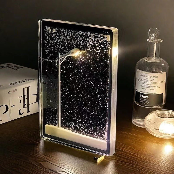 Snowy Street Lamp Night Light – Glowing Winter Scene Diorama