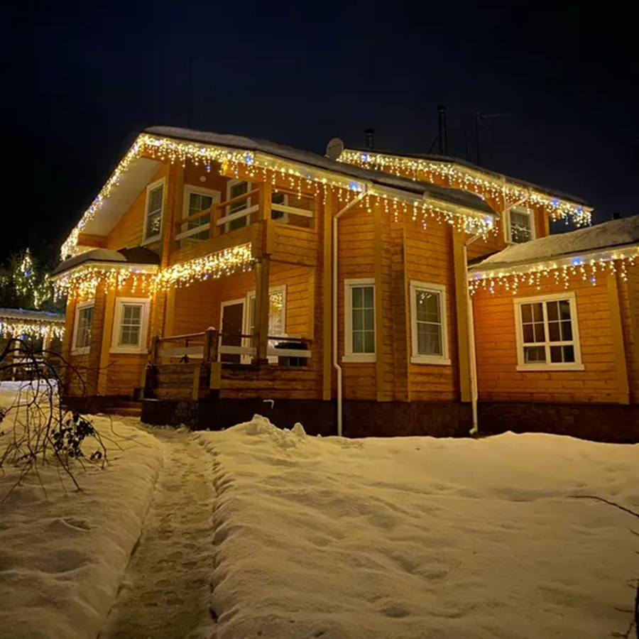 Warm White LED Icicle Curtain Lights, Weather Resistant
