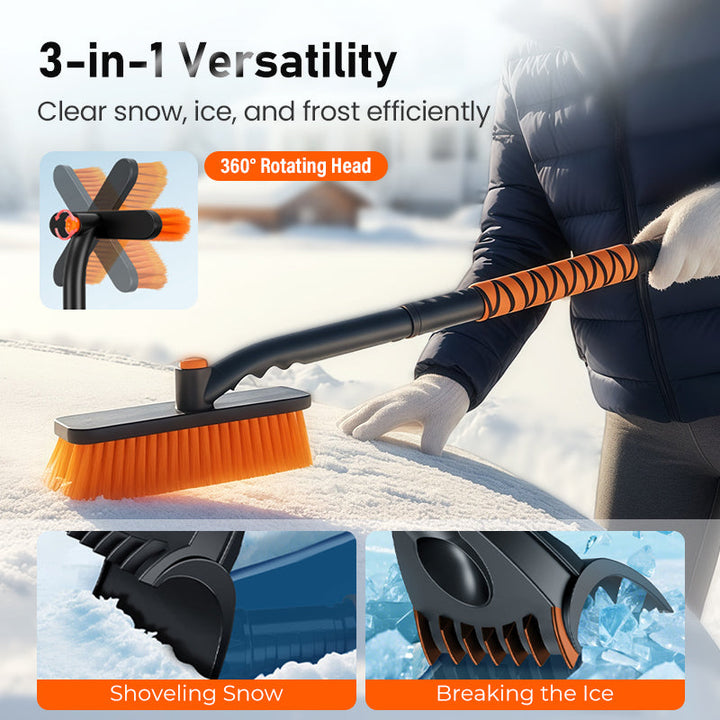 3-in-1 Extendable Snow Brush and Ice Scraper with Pivoting Head