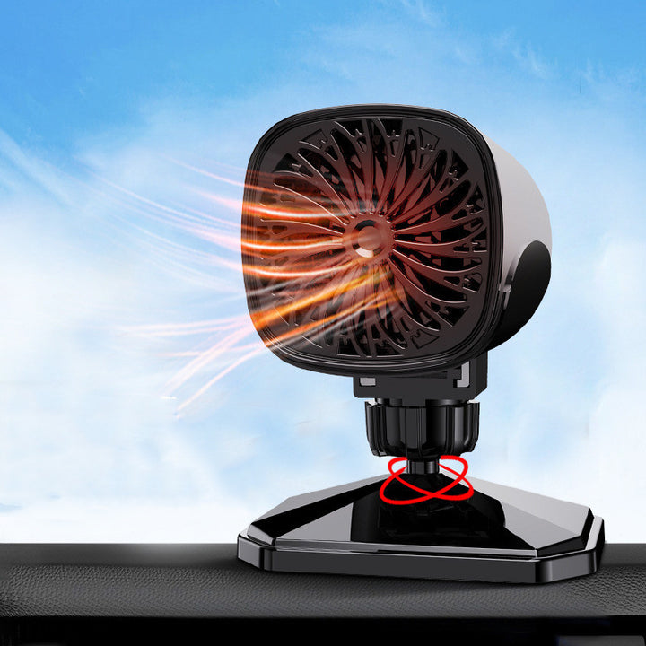 Black car heater fan on a dashboard