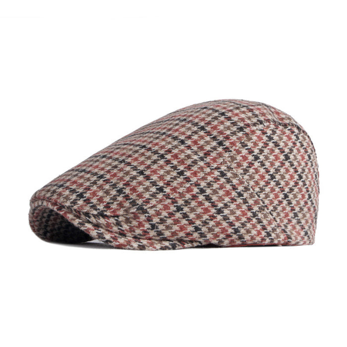Hendrano Houndstooth Flat Cap with Adjustable Fit