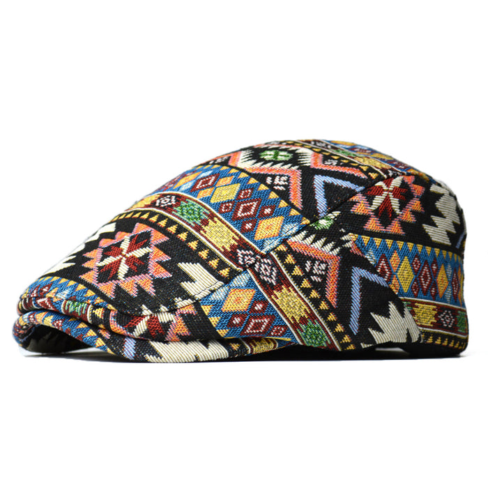Hendrano Ethnic Jacquard Flat Cap for Every Season
