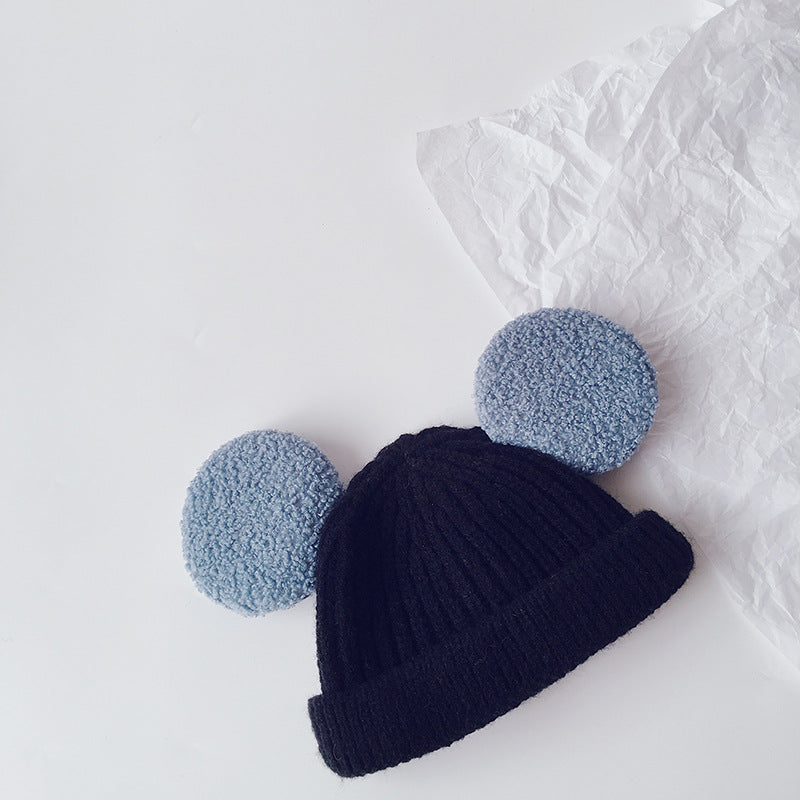 Kids knit beanie with fluffy teddy ears