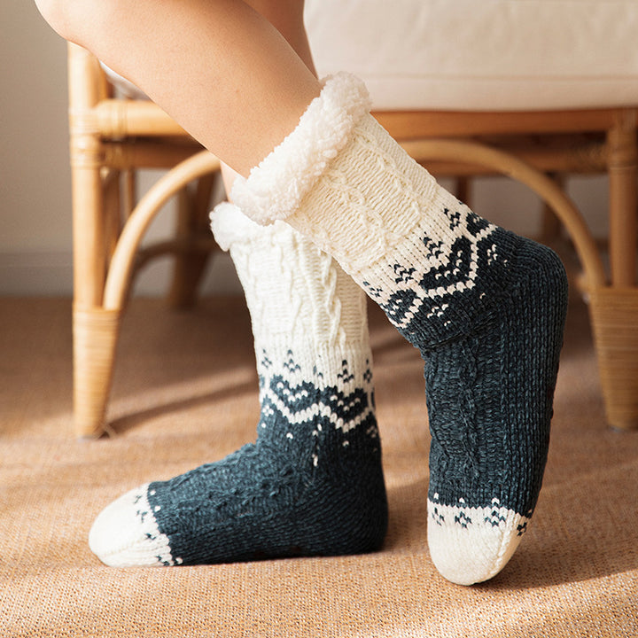 Pink heart knit house socks