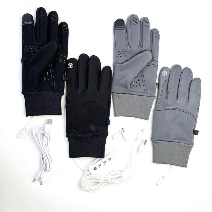Black USB heated waterproof gloves
