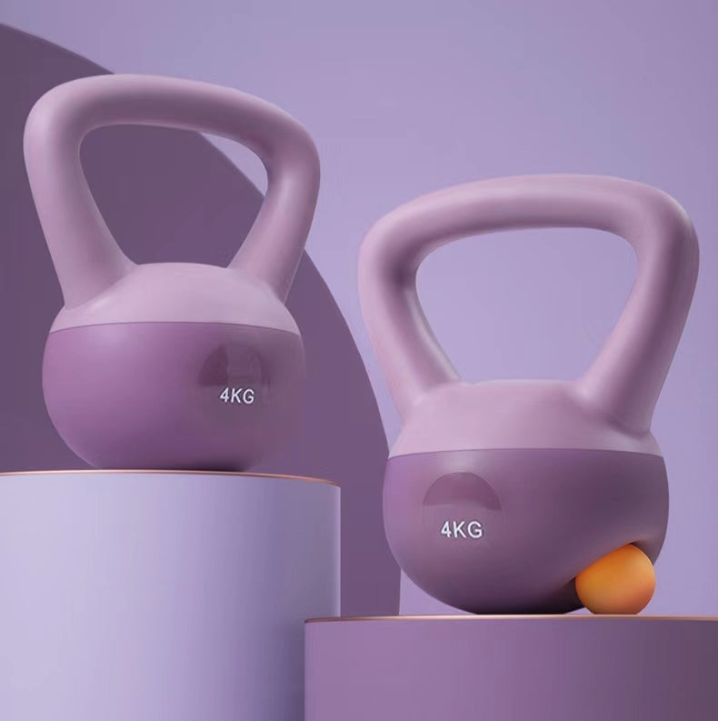 Light pink soft-shell kettlebell for home