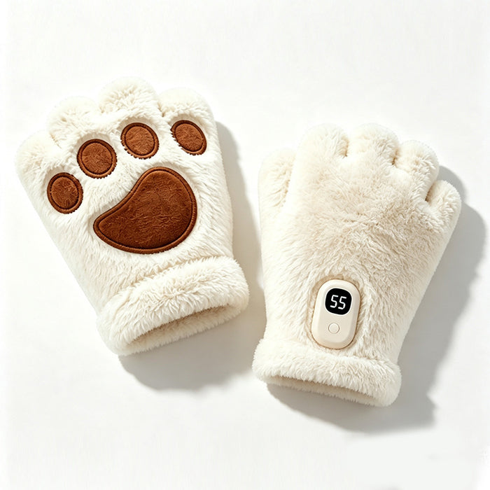 Hendrano Heated Fingerless Cat Paw Gloves, Rechargeable