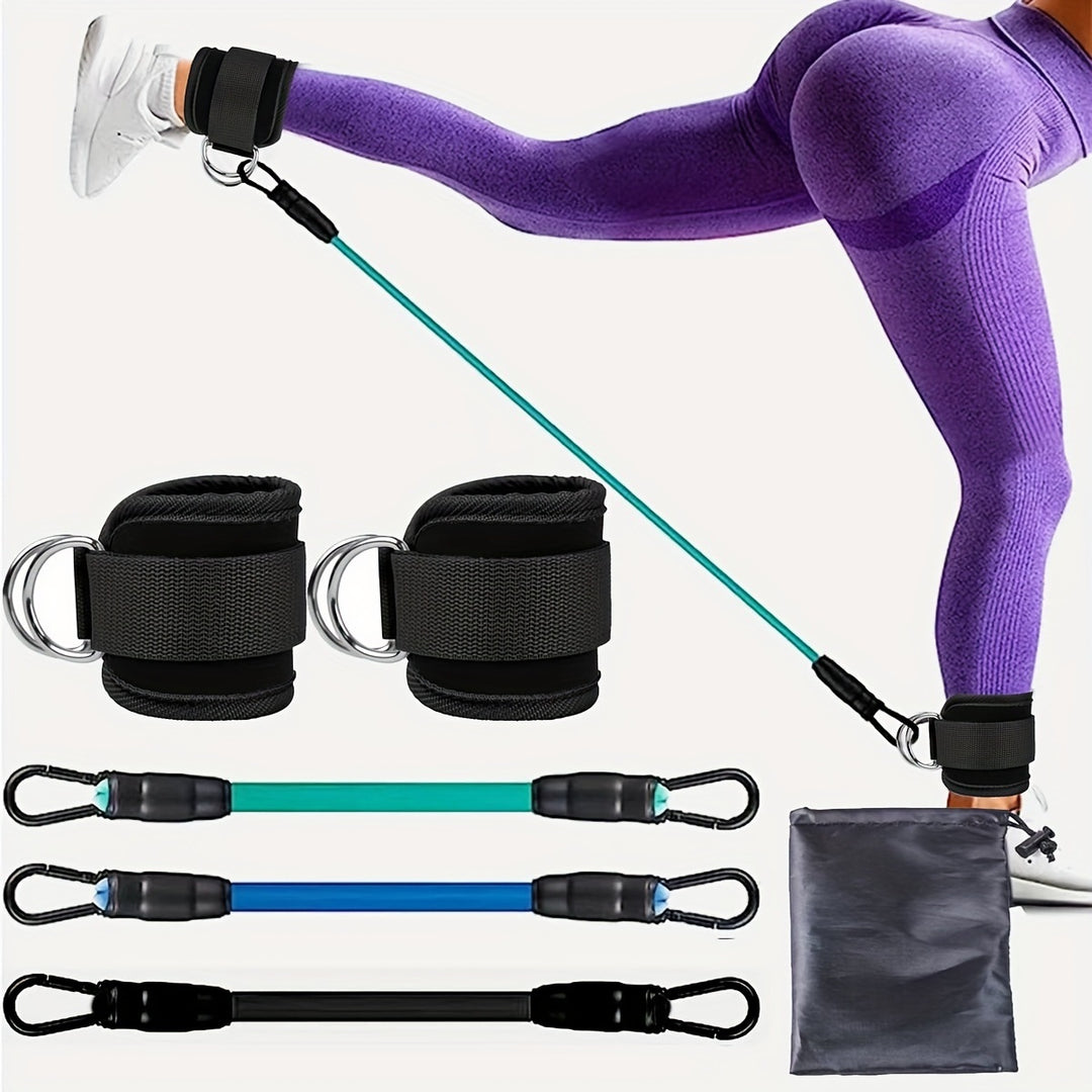Ankle cuff resistance band set