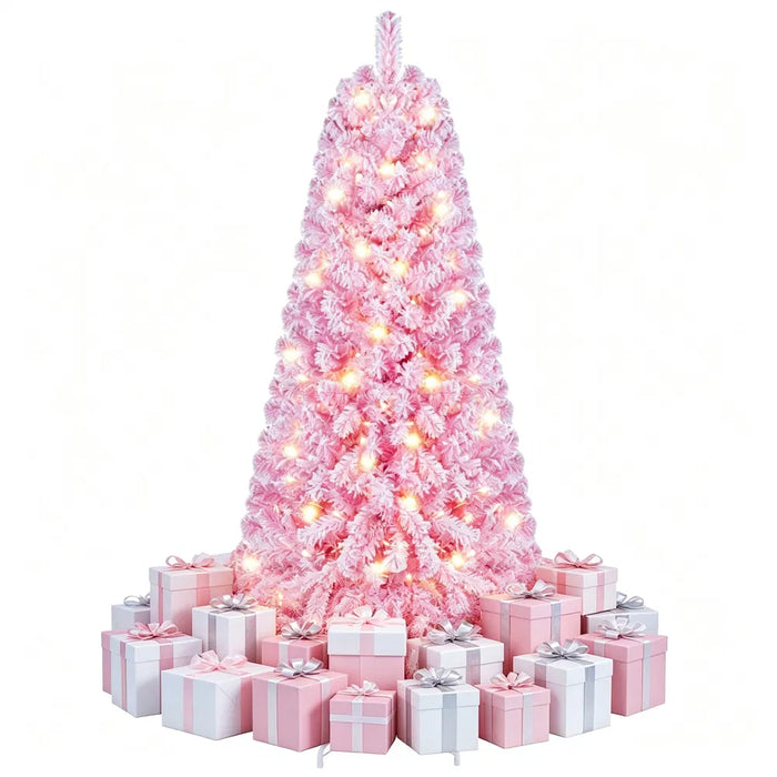 Hendrano 5 ft Pink Flocked Christmas Tree with 160 LEDs and 8 Modes