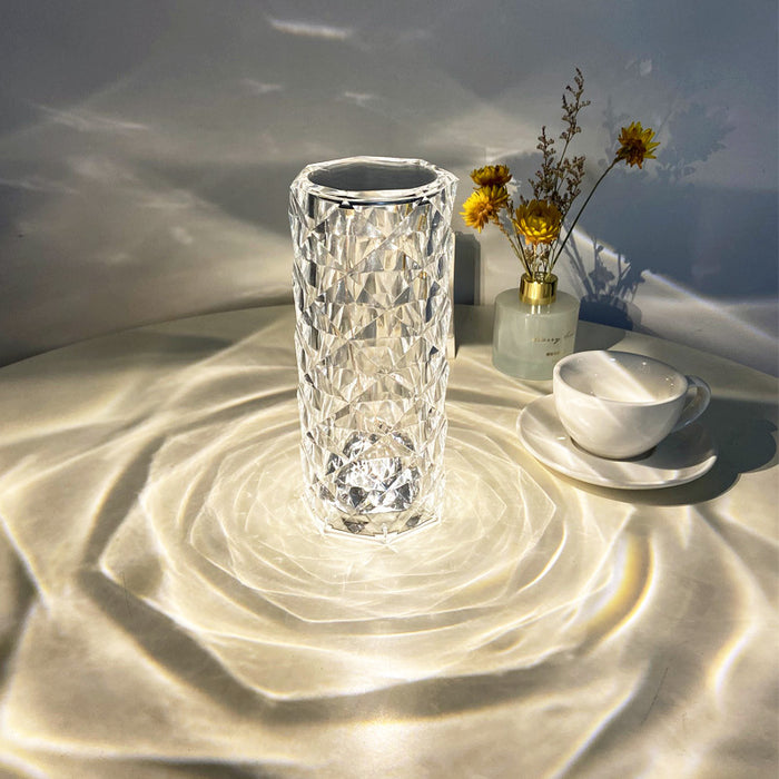 Hendrano Crystal Rose Touch Lamp with Rose Shadow Projection