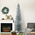 Tall silver slim pencil Christmas tree