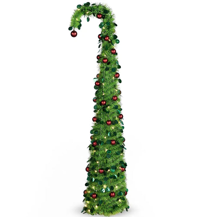 Hendrano 6 ft Pop Up Christmas Tree with Lights and Red Ornaments