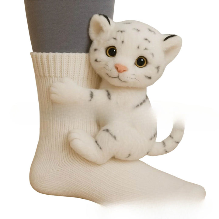 Socks with 3D crochet sloth on ankle