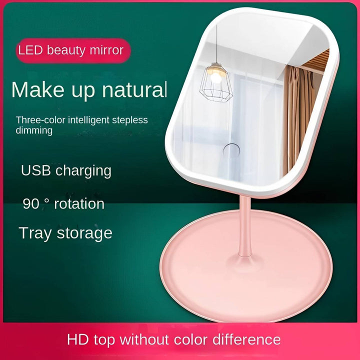 Portable LED Makeup Mirror with Three Light Modes and Dimmer