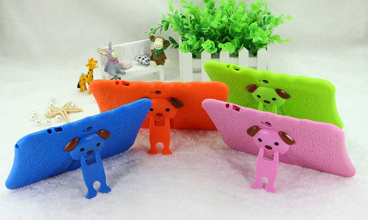 Pink kids tablet in silicone case