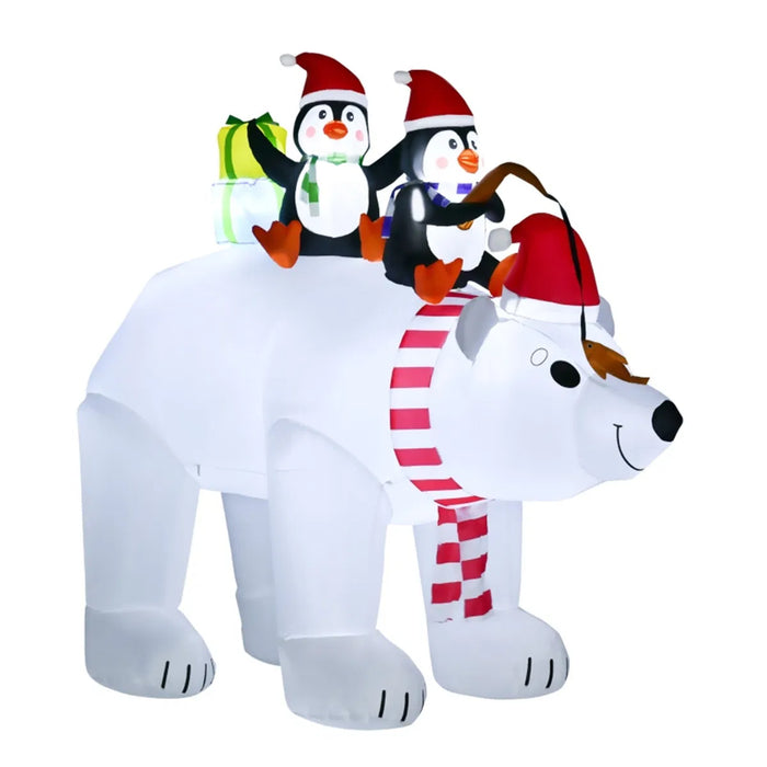 Hendrano Inflatable Polar Bear with Two Penguins Yard Display