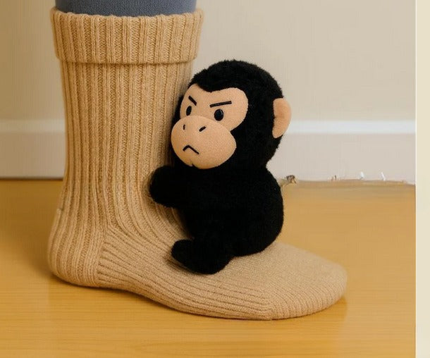 Socks with 3D crochet sloth on ankle