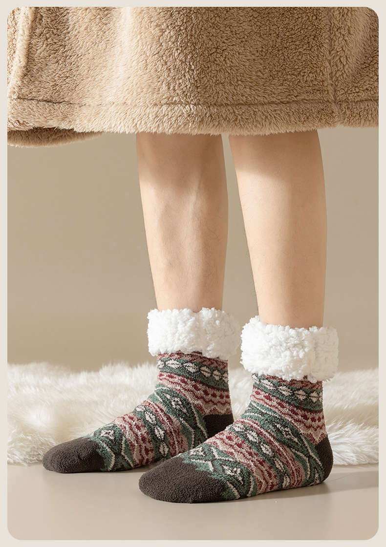 Nordic pattern fleece-lined lounge socks