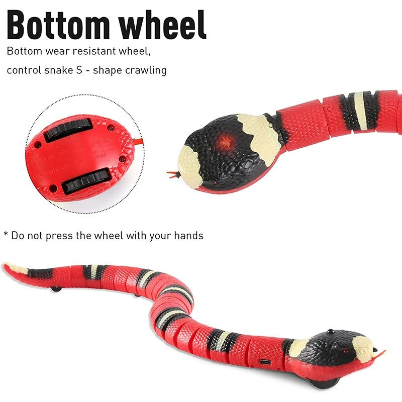 Interactive Robotic Snake Cat Toy with Obstacle Sensors