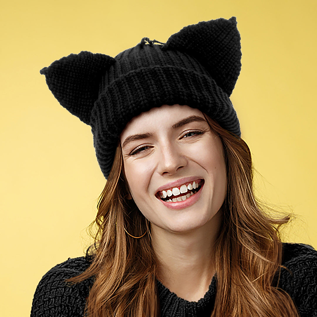 Chunky knit cat ear beanie