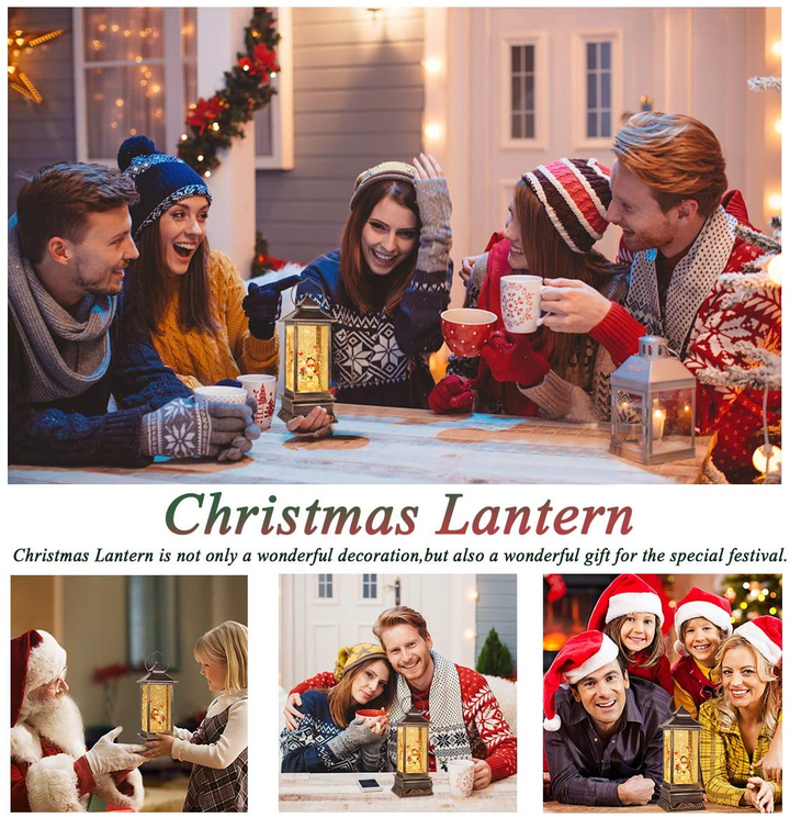 Swirling Glitter Christmas Lantern with Color-Changing LED