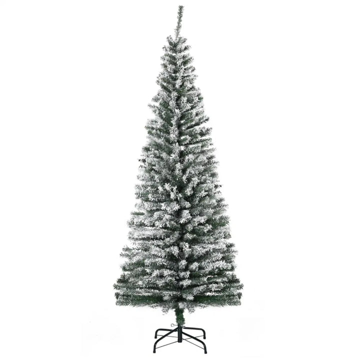 Slim flocked artificial Christmas tree