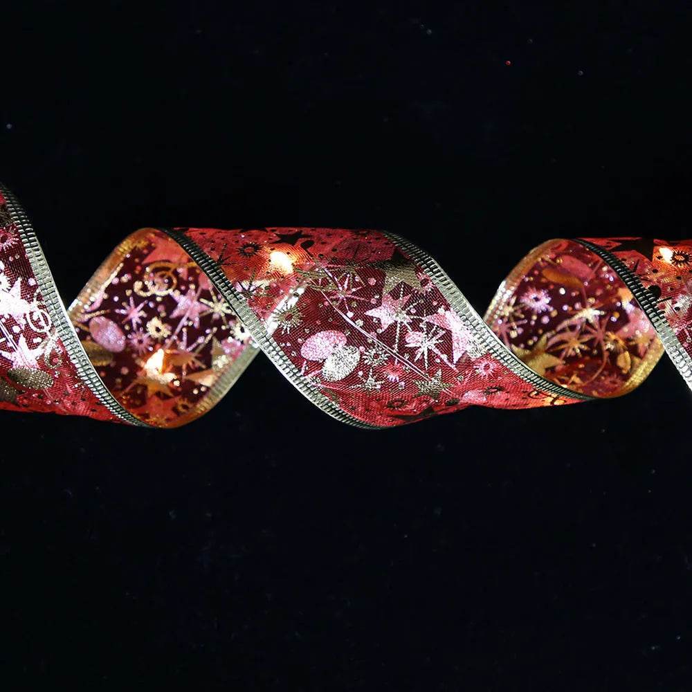 Double-Layer Christmas Ribbon with 50 Built-In LED Lights