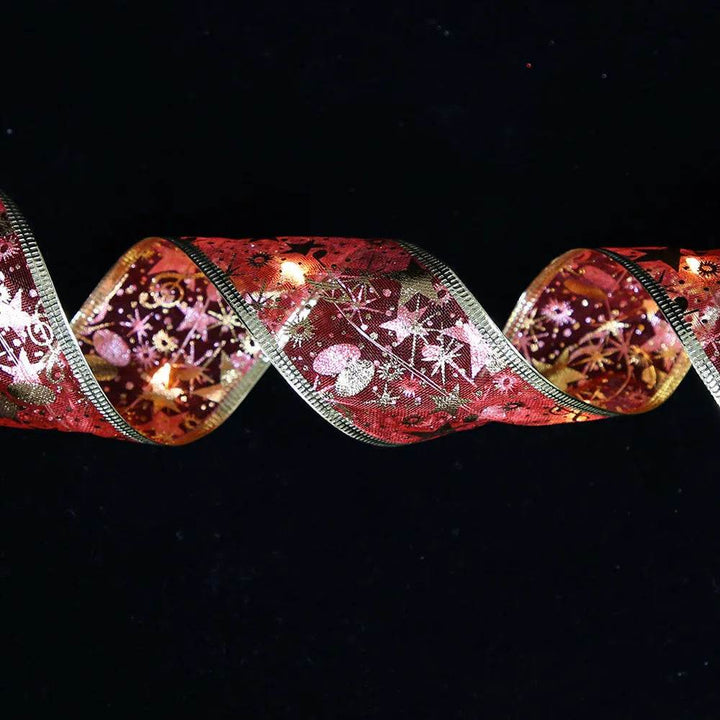 Double-Layer Christmas Ribbon with 50 Built-In LED Lights