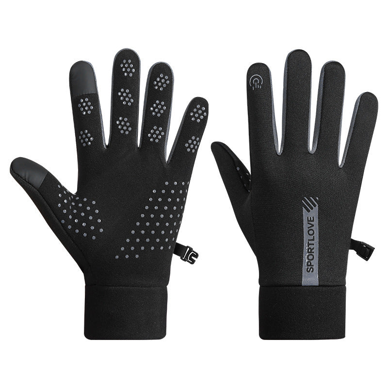 Black water-repellent touchscreen winter gloves