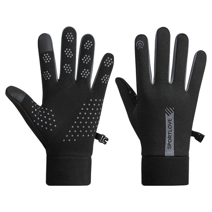 Black water-repellent touchscreen winter gloves