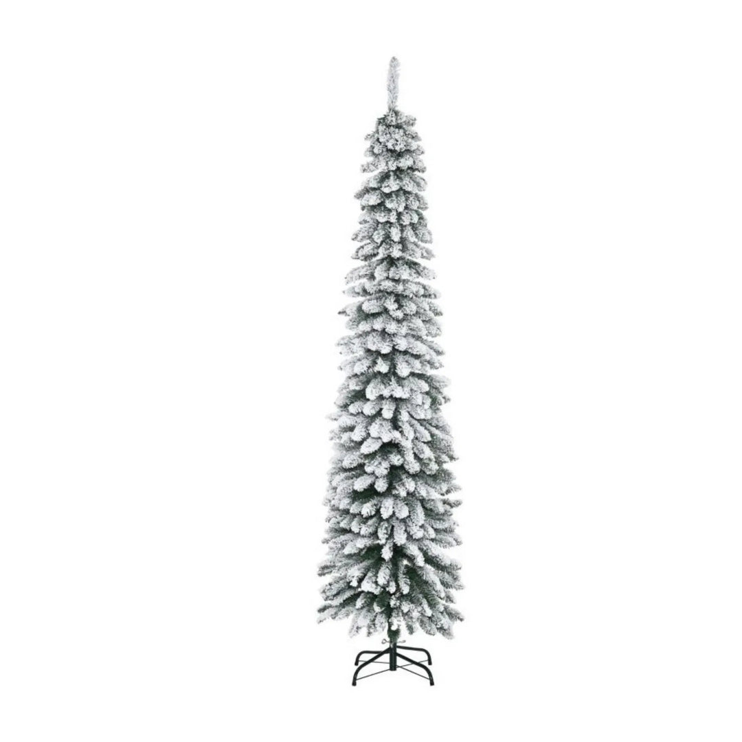 Slim snow flocked pencil Christmas tree