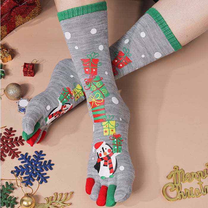 Hendrano Knee-High Christmas Toe Socks for Women