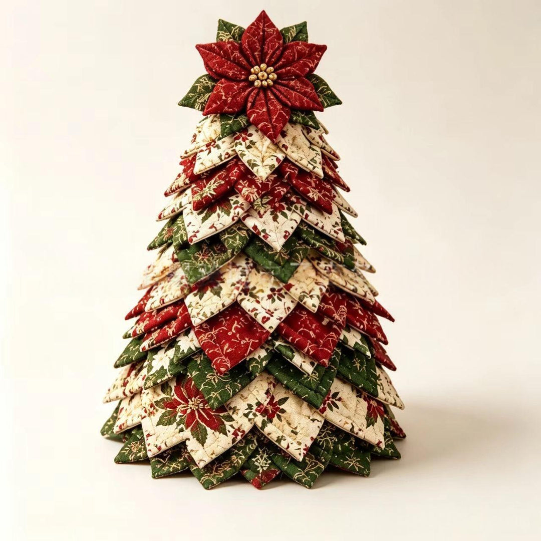 Quilted fabric Christmas tree with star topper