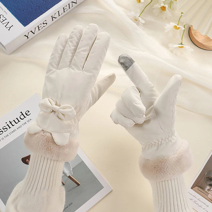 Hendrano™ Elegant Touchscreen Winter Gloves for Women with Bow Accent