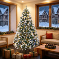 Snow tipped pre-lit Christmas tree with remote