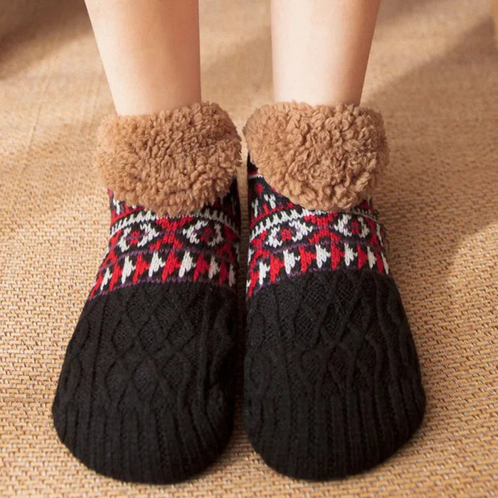 Hendrano™ Snowflake Knit Fleece-Lined Socks with Non-Slip Grip Soles