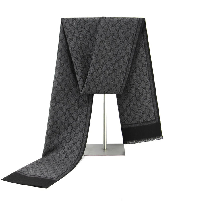 Hendrano™ Wool Blend Winter Scarf with Letter Print and Fringe Trim