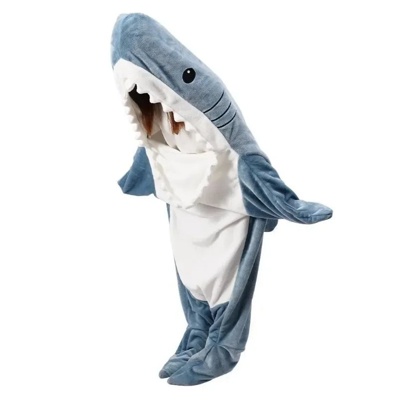 Hendrano™ Soft Flannel Shark Hoodie Blanket with Leg Wrap