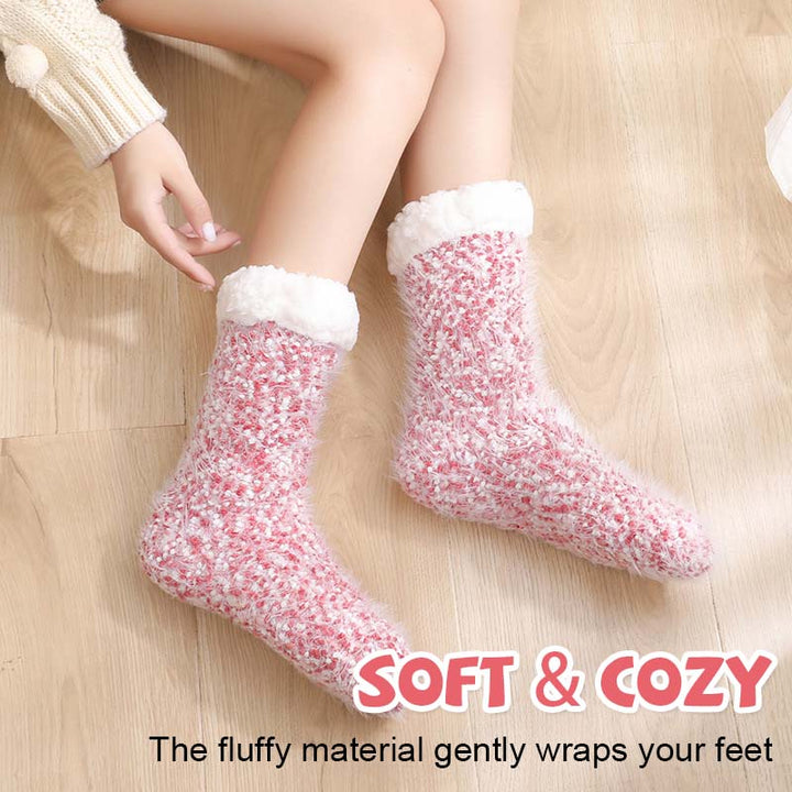 Sherpa-Lined Slipper Socks with Non-Slip Silicone Grippers