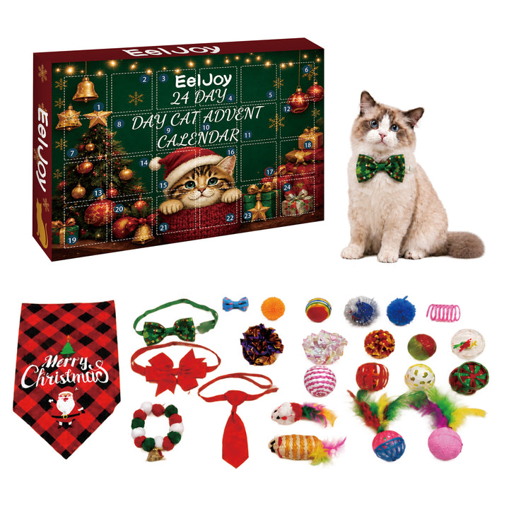 Christmas advent calendar box for cats with toys