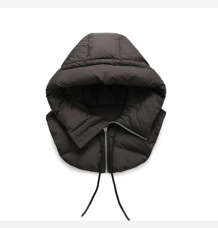 Quilted down hood with neck warmer
