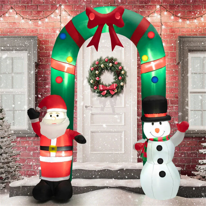 Hendrano 8 ft Inflatable Christmas Arch with Santa and Snowman