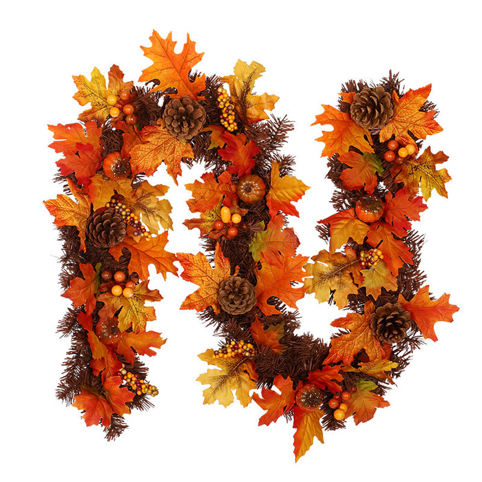 Hendrano Fall Maple Leaf Garland with Pine Cones and Berries