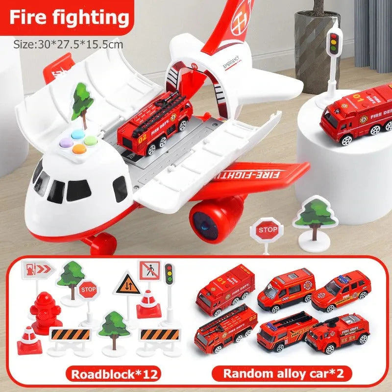 XL Airplane Toy Set with Cars, Crane and Road Signs, 20 Pieces