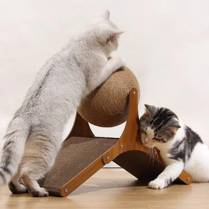 Hendrano™ Cat Scratching Ball Toy with Sisal Rope and Cardboard Ramp
