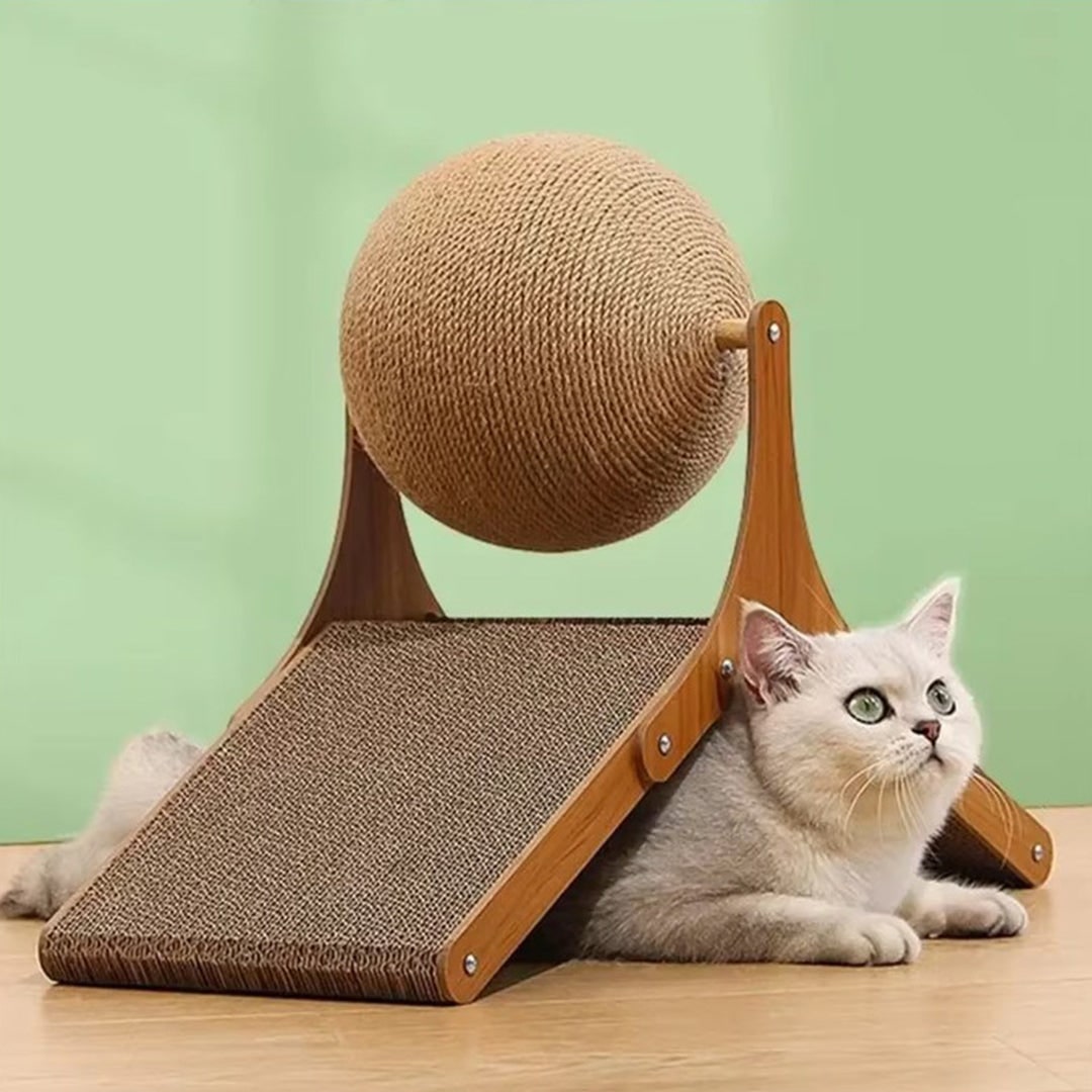 Hendrano™ Cat Scratching Ball Toy with Sisal Rope and Cardboard Ramp